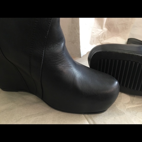 Rick Owens Women’s Leather Mid-calf Wedge Boots - Picture 6 of 8